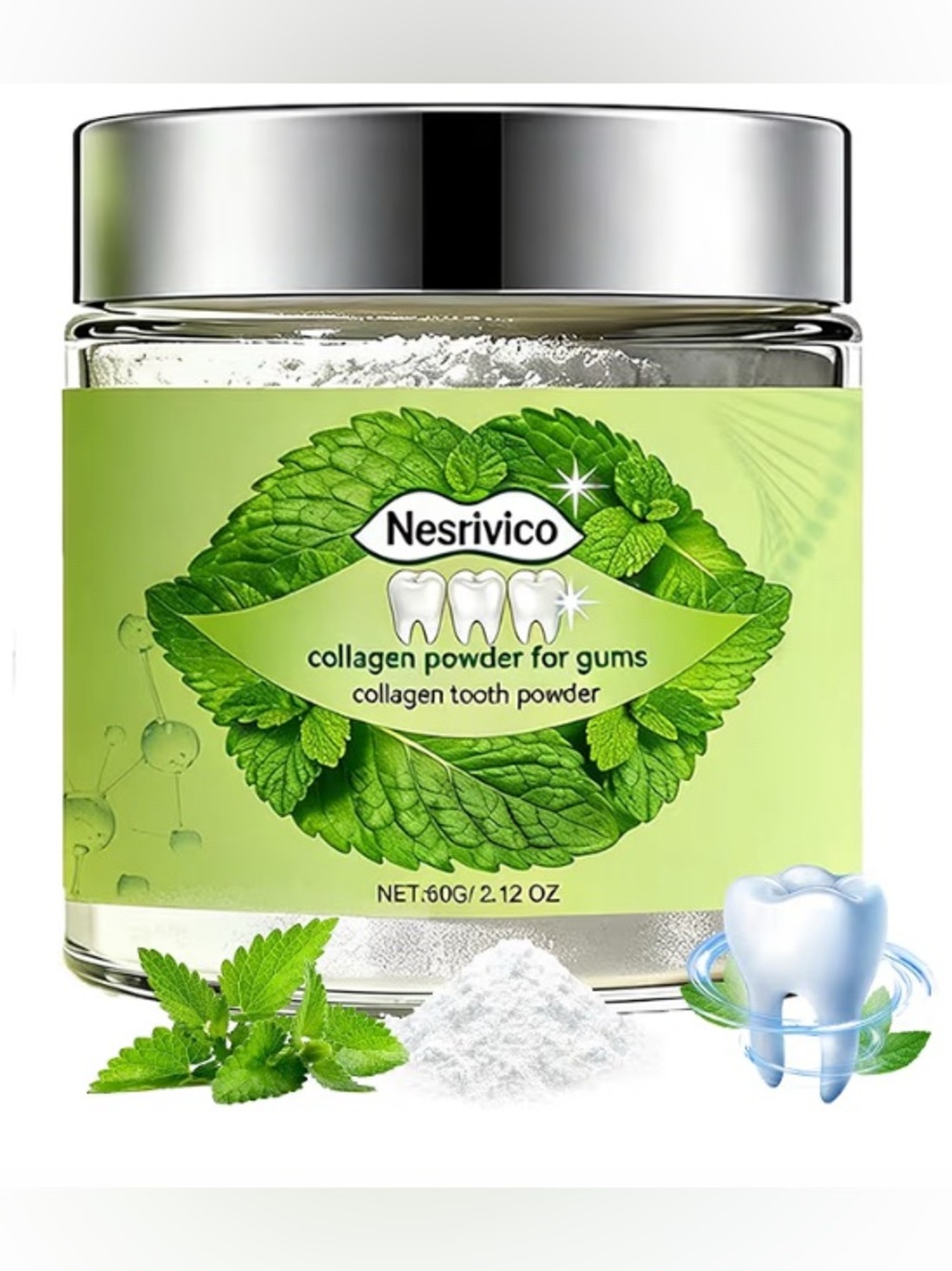 New Collagen Tooth Powder Mint 2.12oz | Enamel Support & Gum Care ✨🍃